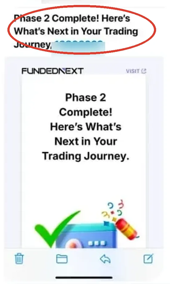 FundedNext email: Phase 2 Complete